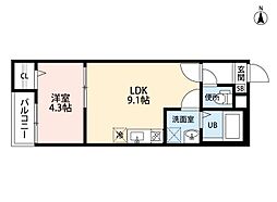 luce 1LDKの間取図画像