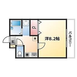 サンドリヨンゴキソ 1Kの間取図画像