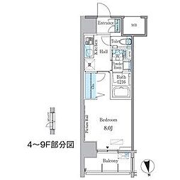 GRANDESPOIR車道 1Kの間取図画像