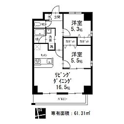 フォレスタ阿由知 2LDKの間取図画像