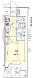 プレサンス葵デュリス 1Kの間取図画像
