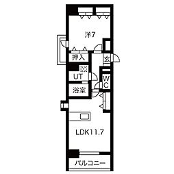 アレーヌコート野並 1LDKの間取図画像
