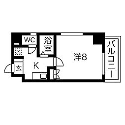 casa桜・千種 1Kの間取図画像