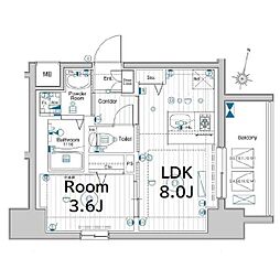 メイクスデザイン鶴舞 1LDKの間取図画像
