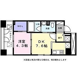 KDX千早レジデンス 1DKの間取図画像
