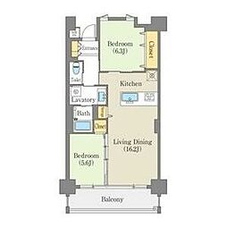 白壁リンクス 5階2LDKの間取り