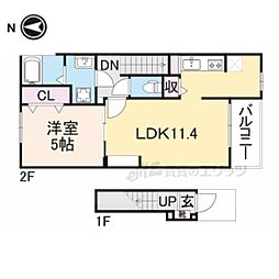 ルナ　ヒルズ 2階1LDKの間取り