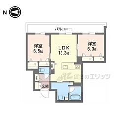 シャトードール リュミエール 2LDKの間取図画像