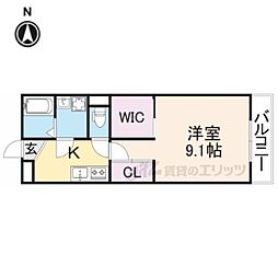 ジーメゾン法蓮町 1Kの間取図画像