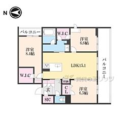 シャーメゾンネクサス 3LDKの間取図画像