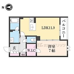 シャーメゾン杉ケ町 1LDKの間取図画像