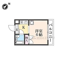 ジュネス神殿 1Kの間取図画像
