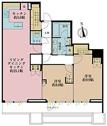 三田ガーデンヒルズE棟 2LDKの間取図画像
