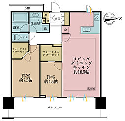 アーバンドックパークシティ豊洲タワーA 2LDKの間取図画像
