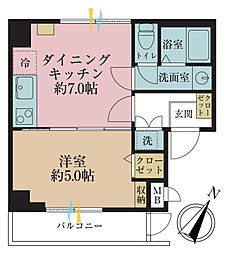シャンボール日本橋 1DKの間取図画像