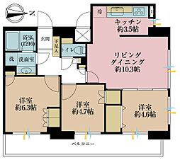 ハイシティ清澄白河ステーションプラザ 3LDKの間取り
