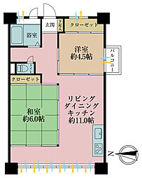 亀戸二丁目団地7号棟 2LDKの間取図画像