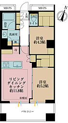 東京レジデンス 2LDKの間取図画像