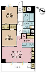 東建池袋要町マンション 2LDKの間取図画像