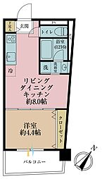 第22宮庭マンション 1LDKの間取図画像