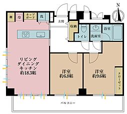 赤坂グランドハウス 2LDKの間取図画像