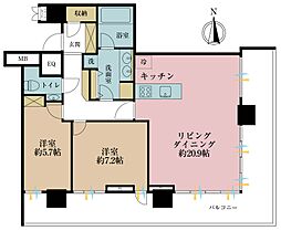 ザ・パークハウス晴海タワーズティアロレジデンス 2LDKの間取図画像