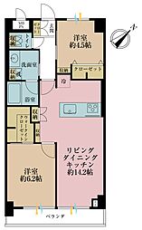 パシフィック浜町 2LDKの間取図画像