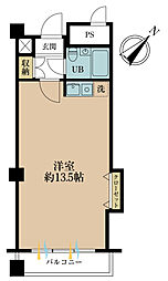上野スカイハイツ ワンルームの間取図画像