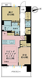 浅草タワー 1SLDKの間取図画像