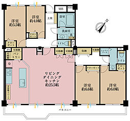 市川パークハイツA棟 4LDKの間取図画像