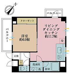 グリーンキャピタル池袋 1LDKの間取図画像