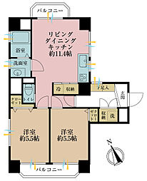 ライオンズマンション扇橋 2LDKの間取図画像