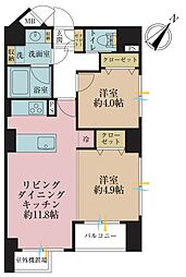 シャルムコート東日本橋 2LDKの間取図画像