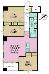 コスモ川崎グランデュール 3LDKの間取図画像