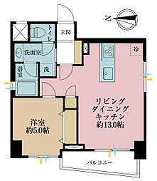 レジェンド三ノ輪 1LDKの間取図画像