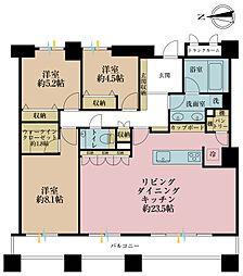 石神井公園ピアレスA棟ザ・タワー 3LDKの間取図画像
