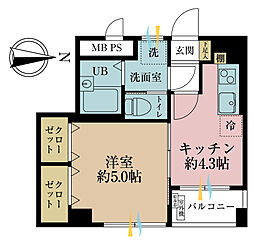 ライオンズマンション東神田 1Kの間取図画像