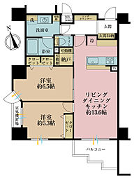 アルカサル亀戸 2LDKの間取図画像