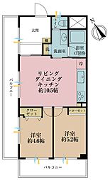 サニーハイム目白台 2LDKの間取図画像