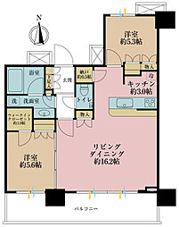 浅草タワー 2LDKの間取図画像