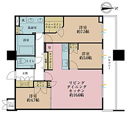パークタワーグランスカイ 3LDKの間取図画像