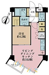 クレール東郷坂 1LDKの間取図画像