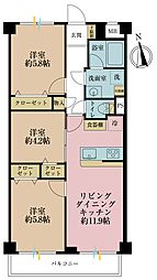 エンゼルハイム尻手第5 3LDKの間取図画像
