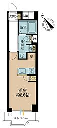 築地永谷コーポラス ワンルームの間取図画像