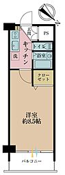 カーサ相生A号館 1Kの間取図画像