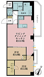代々木公園ガーディニア 2LDKの間取図画像