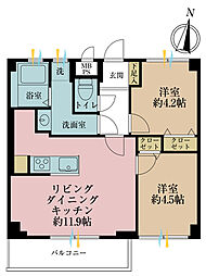 ハイネス東大島 2LDKの間取図画像
