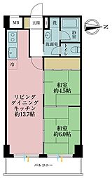 白金グランドハイツ 2LDKの間取図画像