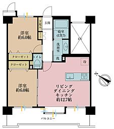 クリオ横浜弐番館 2LDKの間取図画像