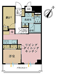 築地スカイレジテル 1SLDKの間取図画像